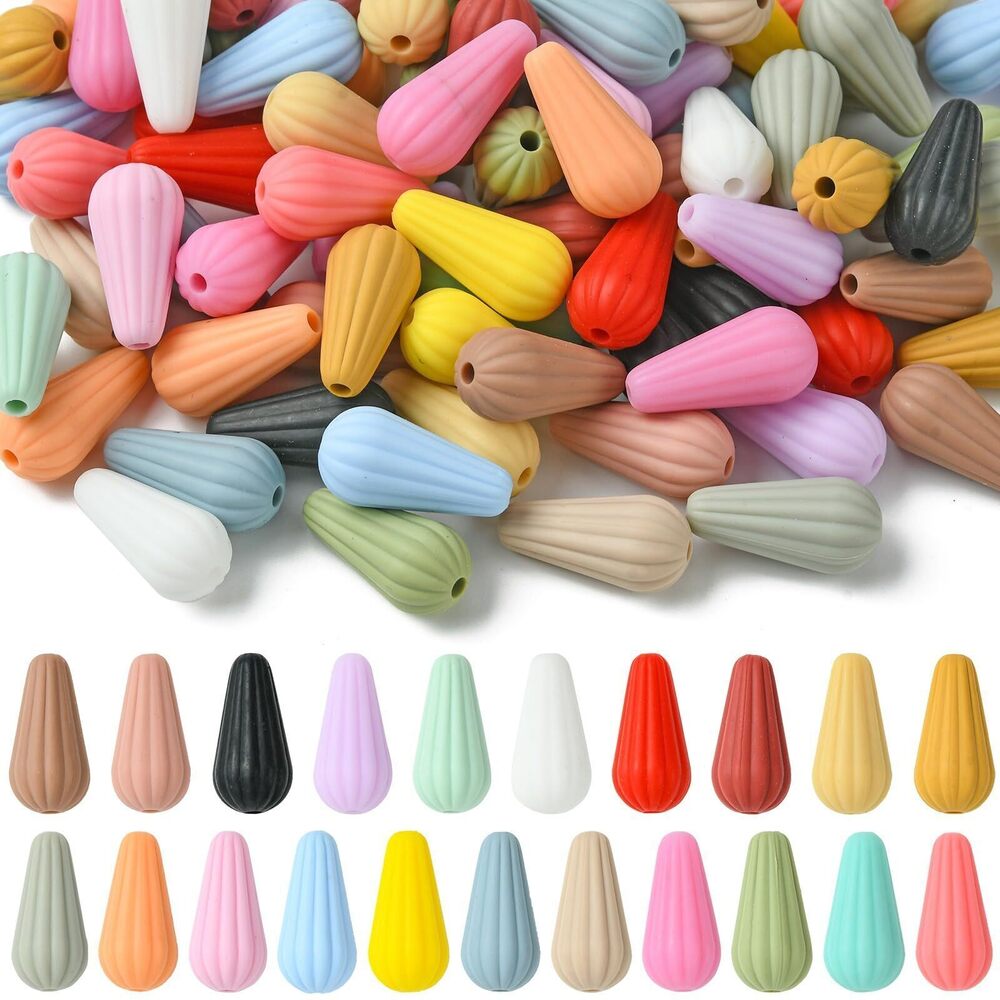 1815 100Pcs Random Silicone Teardrop Beads Candy Color Cone Drop Shaped